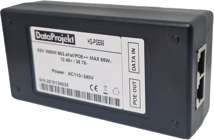 AC 110V-240V input DC 52V output 1000M 802.af/at/POE++ MAX 65W