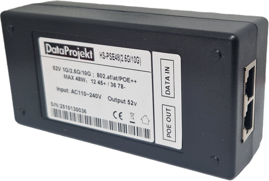 AC 110-240V input DC 52V output 1000M 802.af/at/POE++ MAX 48W